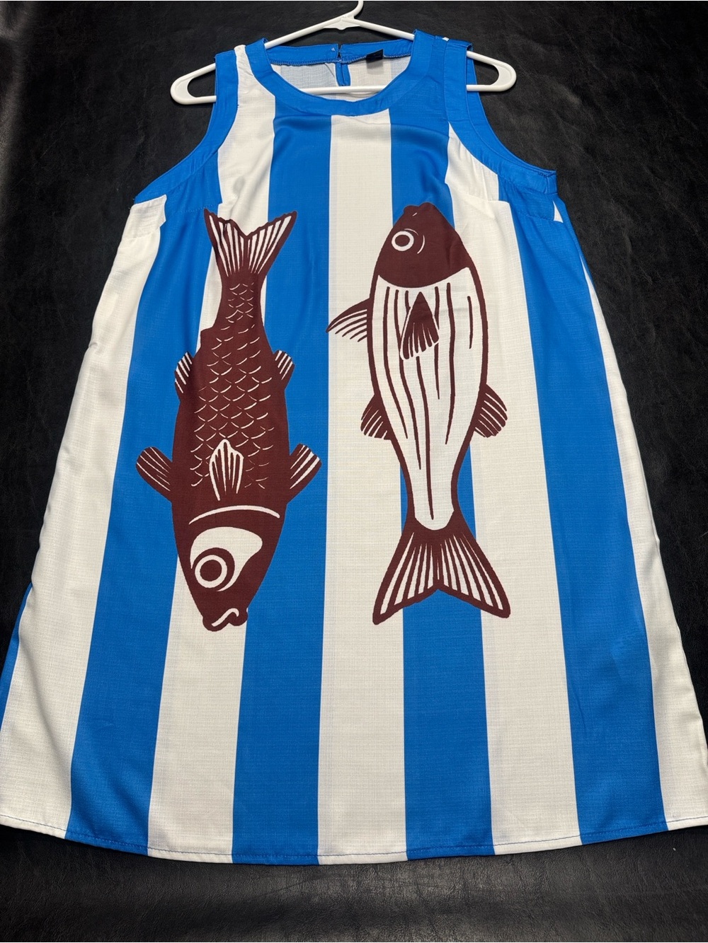 Bold Blue & White Vertical Stripe Sleeveless Shift